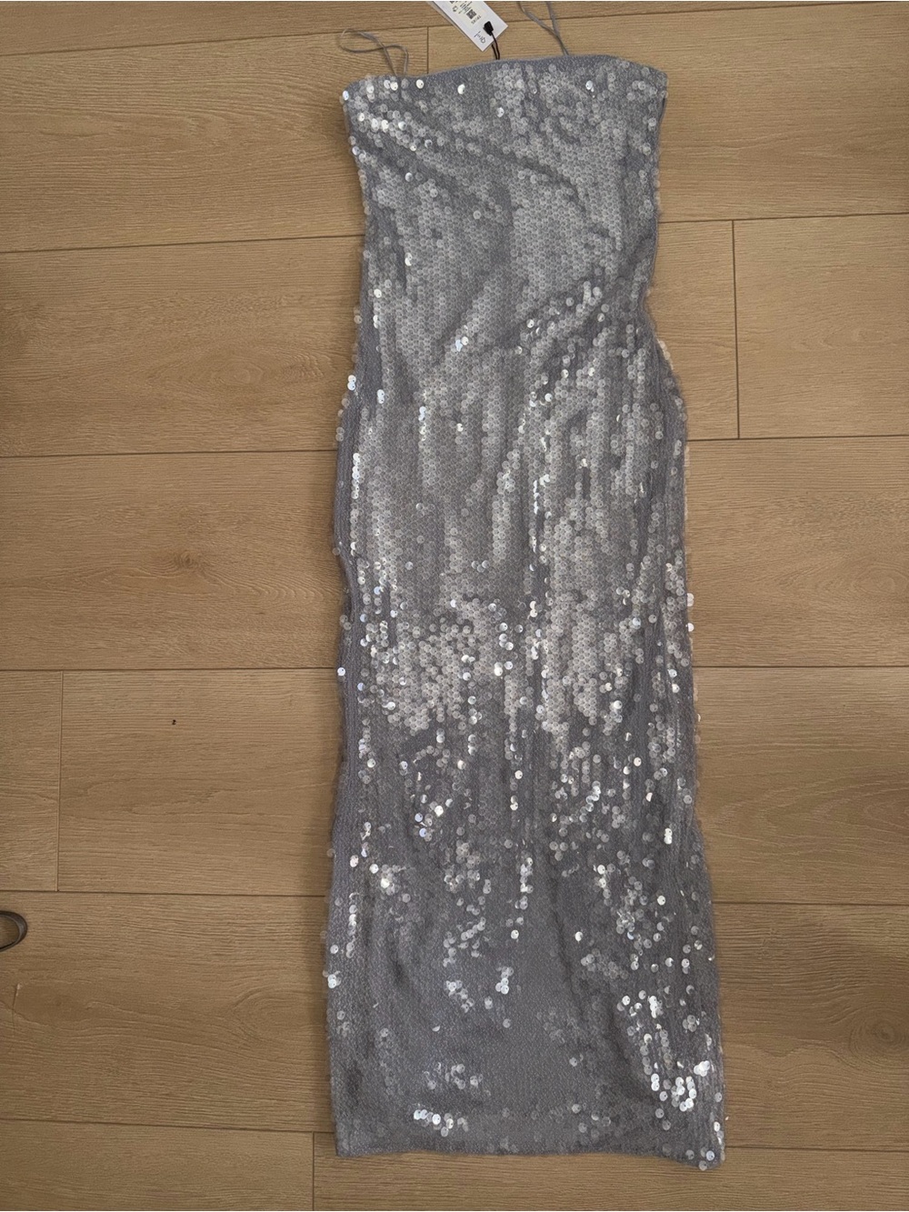 Dynamite Silver Strapless Sequin Column Dress - Picture 4 of 6